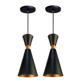 Iluminar Ambiente Kit 2 Pendente Lustre Mini Pequim 24cm Em Alumínio Cor Preto 110v 220v bivolt 