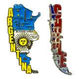 Imã Argentina Chile Imã Metal Geladeira Com Mapa E Bandeira