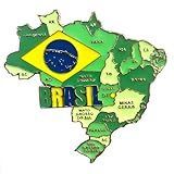 Imã Brasil Imã Mapa Brasil Bandeira Cidades Símbolos Mapa Mundi Magnético Imã Geladeira Brasil