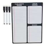 Ímã De Geladeira Porta Recados Anotações Planner 3 Canetas