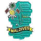Imã Maldivas   Imã Mapa Maldivas Bandeira Cidades Símbolos   Mapa Mundi Magnético   Imã Geladeira Maldivas