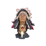 Imagem Busto Índio Realista 26cm Resina Cor Marrom claro