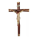 Imagem De Cristo Crucifixo 46 Cm Resina Crucificado Rustico Cor Pintura A Mão