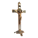 Imagem De Crucifixo De Parede Cruz Mesa Metal Prata 20cm