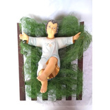 Imagem Menino Jesus Berco De Madeira 37 Cm Natal Cor Pintura A Mão