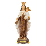 Imagem Nossa Senhora Do Carmo 31 Cm Escultura Resina Cor Marrom