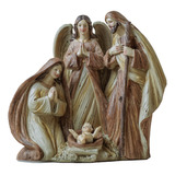 Imagem Sagrada Família Anjo Natal Resina 20cm Presépio Natal