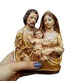 Imagem Sagrada Família Pequena Gesso 18cm Linda Envelhecida Acabamento Realista Traços Finos