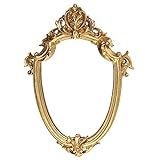 IMIKEYA Espelho De Parede Vintage Moldura De Resina Dourada Decorativa Espelho De Parede Forma Escudo Espelho De Parede Montado Na Parede Para Corredor Quarto
