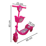 Importway Bw-010r Patinete Infantil 3 Rodas Musical Luzes Cesta Cor Rosa