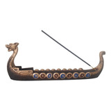 Incensario Barco Viking Drakkar Canoa Porta Incenso Ragnar