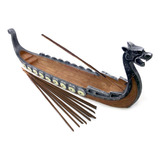 Incensário Canoa Viking Decorativo Prata Velho