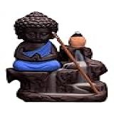 Incensário Cascata Buda Backflow Preto Azul 10 Cones