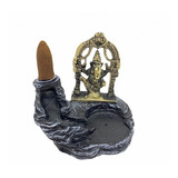Incensário Cascata Deus Ganesha Portal Metal Dourado 10cm