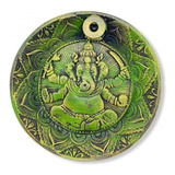Incensário Cascata Prato Ganesha Verde 12 Cm Em Resina