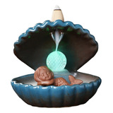 Incensário Concha Led Rgb Sereia Cascata Fumaça Invertida