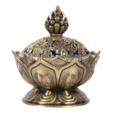 Incensário Flor De Lotus Em Metal Cor Bronze Incensário