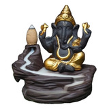 Incensário Ganesha Indiano Cascata 10 Incensos Importado 