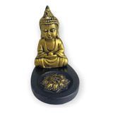 Incensário Mini Oval Buda Tibetano Dourado 5 Cm Em Resina 4