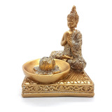 Incensário Vareta Buda Dourado Brilhante Meditando
