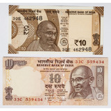 India Belo Set Com 2 Cédulas Fe De 10 Rupees 