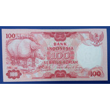 Indonésia Bela Cédula 100 Rupees 1977 Fe Rinoceronte
