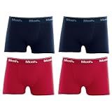 INFANTIL MASH Kit 4 Cuecas Boxer Algodão Cueca Box Meninos Crianças 2 Azul Marinho 2 Vermelho GG Infantil