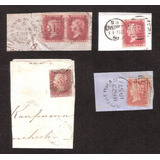 Inglaterra Lote De 5 Selos Rainha Victória Ano 1857 