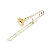 Iniciantes Trombone De Vara Tenor Trombone Latão Dourado Laca Bb Tom B Instrumento De Vento Plano Com Capa De Bocal De Cuproníquel