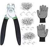 INKNOTE Kit De Alicate De Anel De Porco Reto 999 Peças Em 3 Tamanhos Anel Galvanizado 1 Peça De Alicate De Anel De Porco E 1 Par De Luvas Amplamente Para Cercas Gaiolas Para Animais De Estimação 