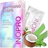 InoPro Tiras De Clareamento Dental Para Dentes Sensíveis 14 Tratamentos Teeth Whitening Strips Sem Peróxido Seguro Para O Esmalte Remoção De Manchas Profundas Verde Clareador Dental Para Café Vinho Tabaco 28 Peças 