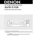 Instruction Manual For Denon AVR 5700 AV Receiver Owners Instruction Manual Reprint
