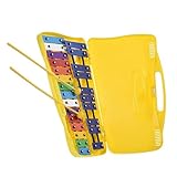 Instrumento De Percussão Colorido De 25 Notas Glockenspiel Xilofone Com Caixa De Plástico Amarela Kit De Carrilhão Profissional