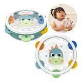 Instrumento Musical Brinquedo Infantil Bebê Chocalho Buba Cor Verde Desenho Pandeiro Dino