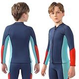 Intbost Roupa De Mergulho Infantil Para Meninos Jaqueta De Neoprene De Manga Comprida De 2 Mm Para Manter Aquecido Em água Fria Roupa De Banho Térmica Camiseta De Natação Infantil Zíper Frontal 