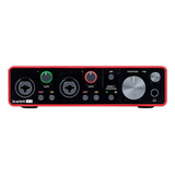 Interface De Áudio Focusrite Scarlett 2i2 Vermelha De 3 Geração