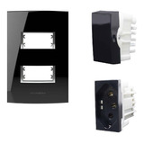 Interr simples C placa tomada 10a Class Black Piano 03 Pçs 