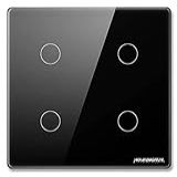 Interruptor 4 E 6 Botões Branco Touch Wi Fi Rf 433mhz Premium Padrão 4x4 4 BOTÔES PRETO 