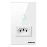 Interruptor Inteligente Com Tomada Wifi 1 Botão Touch Smart