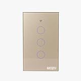 Interruptor Inteligente Haiz Touch Screen 3 Botões Compatível Com Alexa E Google Home Resistente à Água Hz WS3 Dourado
