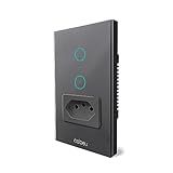 Interruptor Inteligente WiFi Com Tomada Interruptor Smart Sem Fio Doméstico Multifuncional Controle Remoto De Eletrodomésticos Por Celulares Interruptor Cronometrado Preto 2 Botões 