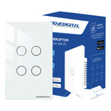 Interruptor Inteligente Wifi Novadigital 4 Botões Touch Tuya Smart Life Alexa Google 110v 220v Branco Lite ws4 w