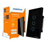 Interruptor Inteligente Zigbee Novadigital 3 Botões Touch Tuya Smart Life Alexa Google 110v 220v Preto