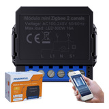 Interruptor Mini Zigbee 2 Canais Automação Alexa E Google