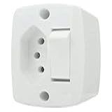 Interruptor Sobrepor Retangular 1 Tecla Simples 6A 1 Tomada 2P T 10A 250V Branco Ilumi