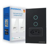 Interruptor Touch 2 Botões 1 Tomada Br Wi fi Inteligente 