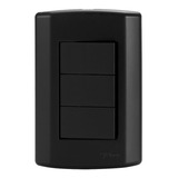 Interruptor Triplo Simples Pluzie Modular Preto Fosco 4x2