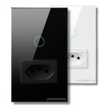Interruptor Wifi Inteligente 1 Botão Touch Com Tomada Preto Automaçãp Novadigital It wk 02 b1 Smart