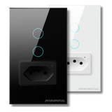 Interruptor Wifi Inteligente 2 Botões Touch C tomada Alexa