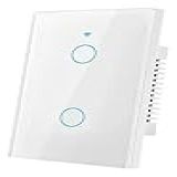 Interruptor Wifi Inteligente 2 Teclas Com Ou Sem Neutro Compatível Com Alexa Google Home Tuya Branco